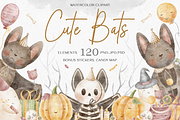 Halloween Bats watercolor clip art, an Illustration by Nastya Brekhova (Thumbnail 1 of 14)