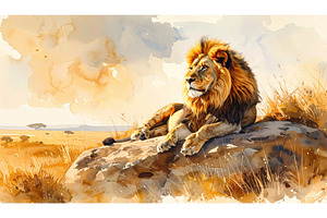 Majestic lion resting on rock in, an Animal Photo by Igor Tichonow