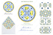 Blue Mediterranean Lemons Medallion, a Decorative Illustration by LABFcreations (Thumbnail 4 of 4)