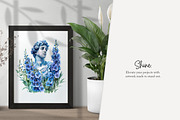 100 watercolour delphinium clip art, a Seasonal Illustration by Poppy Lane Studio (Thumbnail 5 of 12)