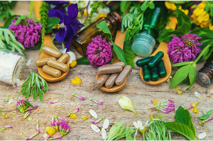 Homeopathy herbs and medicine pills, a Health & Medical Photo by yanadjana