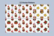 Christmas Owl: Patterns & Clipart, a Seasonal Illustration by Elatedowl (Thumbnail 2 of 16)
