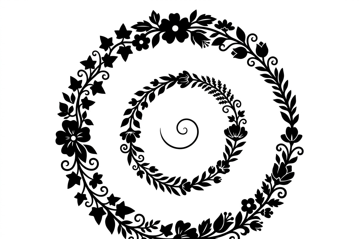 50 Elegant Floral Leaf Spiral Frame, a Decorative Illustration by Amazin_art (Photo 34 of 41)