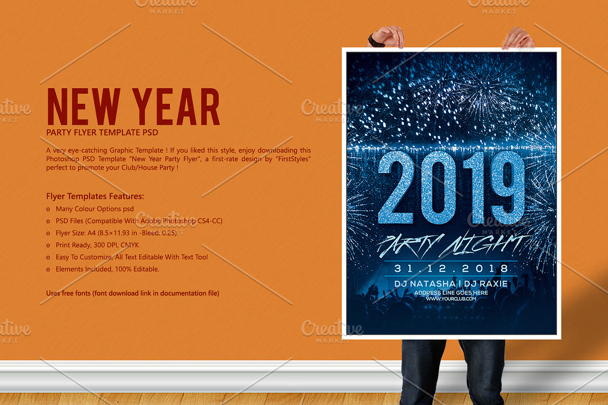 New Year Party Flyer, a Flyer Template by Flyer Arts (Photo 1 of 4)