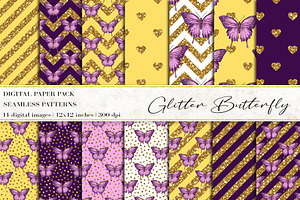 Glitter Butterfly Digital Papers