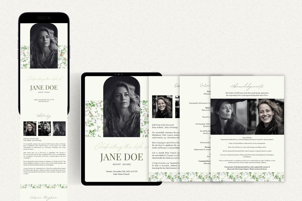 Funeral Program Template Set I Canva, an Invitation Template by The Social Stuff (Photo 6 of 9)