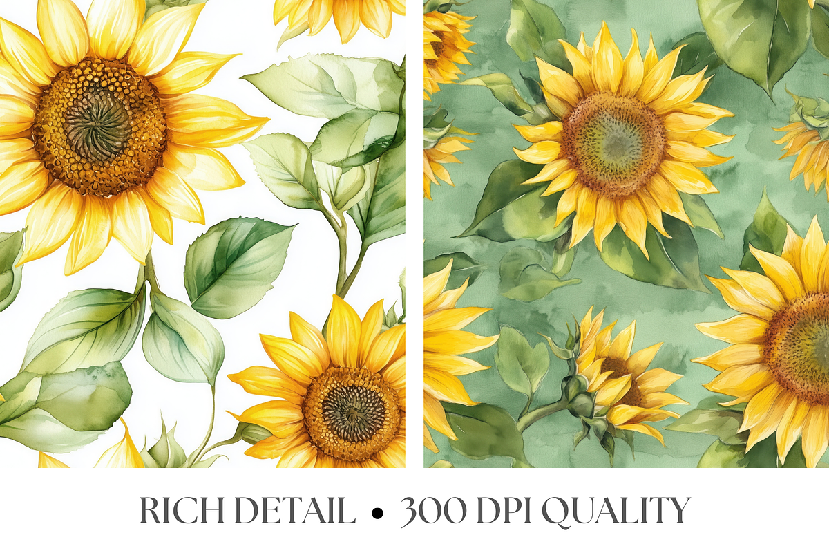 Watercolor Sunflowers Patterns, a Pattern Graphic by Artful Assets Boutique (Photo 3 of 4)
