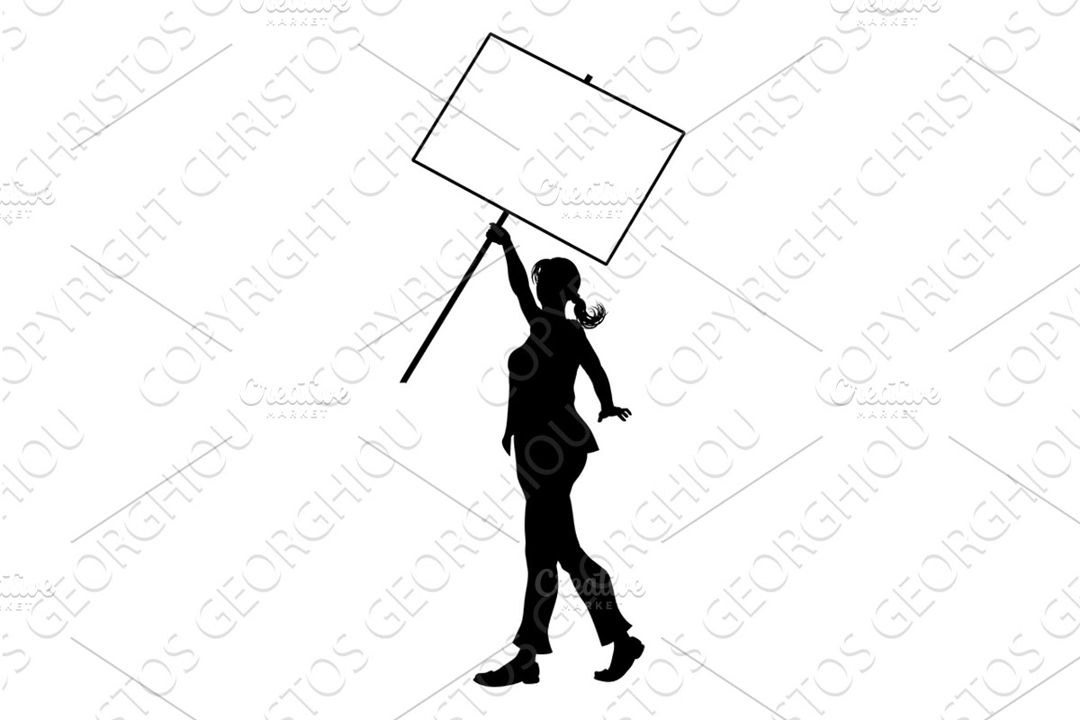 Protest Rally March Picket Sign, a Person Illustration by Christos Georghiou