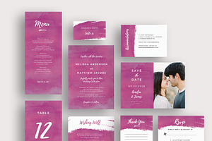 Purple brush watercolor invite