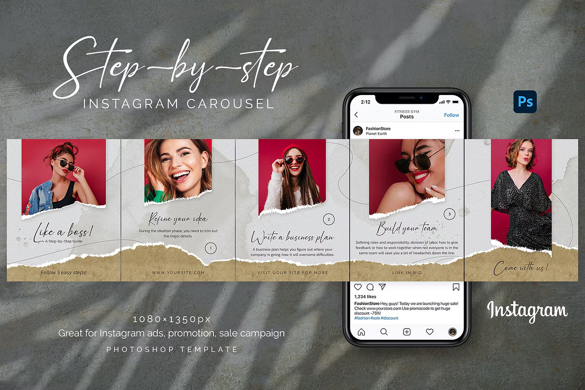 Step By Step Instagram Carousel, a Social Media Template by Andrew ...
