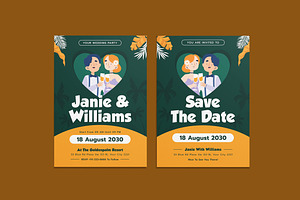 Darling Wedding Invitation Template, an Invitation Template by iDoodle Studio