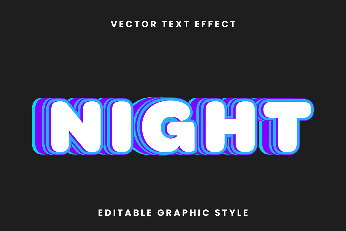 Neon 3D Outline Bubble Text Effect