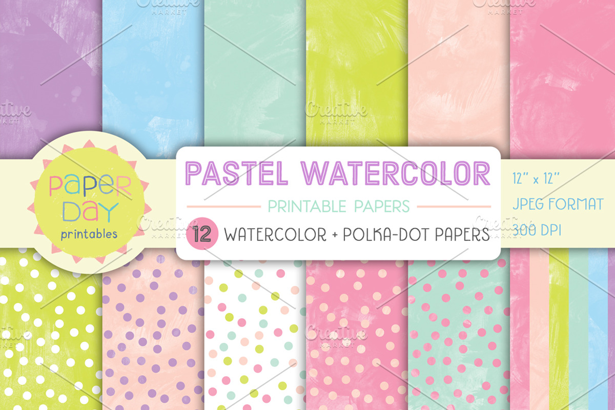 Pastel Watercolor Paper Pack, a Texture Graphic by Paper Day Printables (Photo 1 of 4)