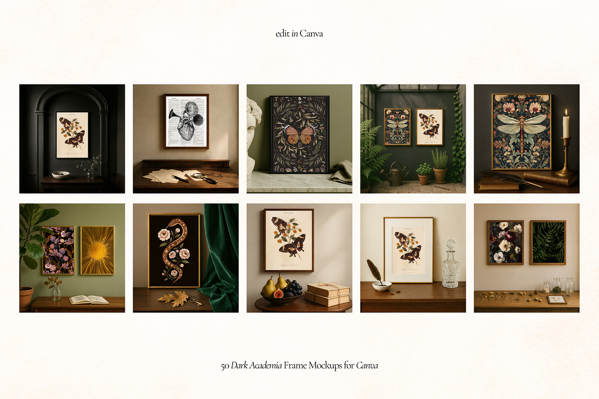 Dark Academia Frame Canva Mockups, a Household Mockup by Matisse Studio (Photo 8 of 10)