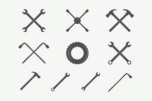 Set Of Vintage Mechanic Logos