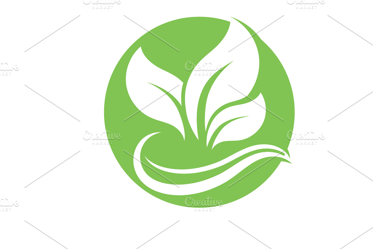 Vegan green leaf logo template, a Branding & Logo Template by LOGOCREATIVE