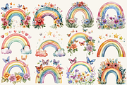 Watercolor Rainbow Clipart, an Illustration by NadiaTheronArt (Thumbnail 3 of 4)
