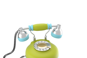 Corded Retro Phone In Bright Colors