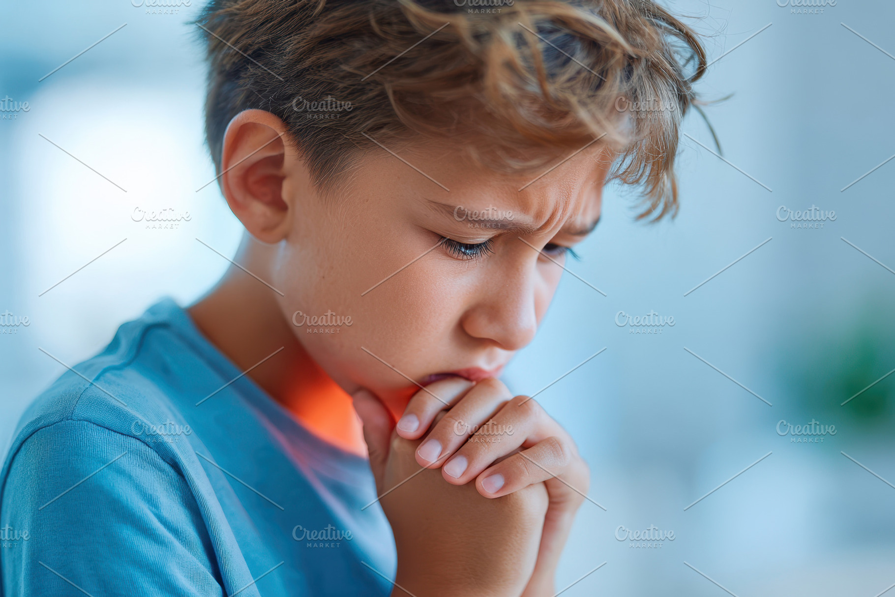 Worried young boy close-up, a Person Photo by AlyaAnd
