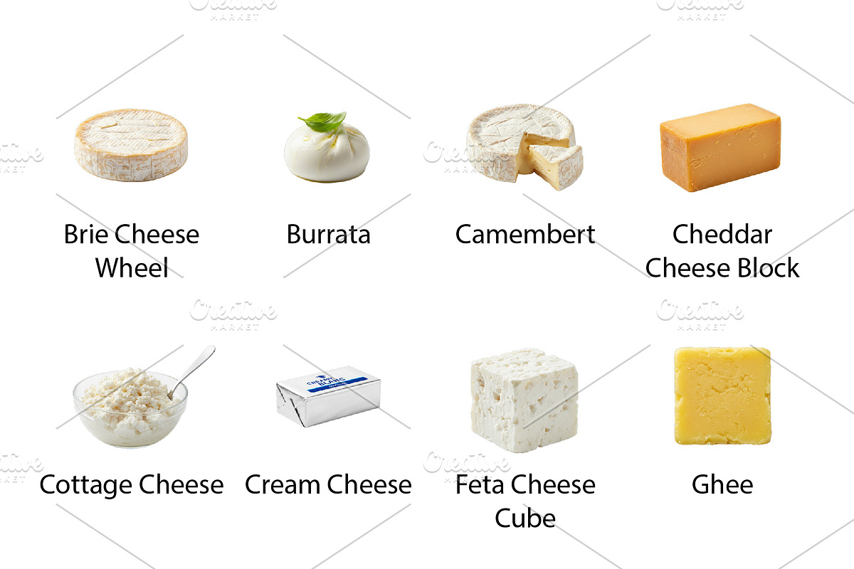 Gourmet Cheese & Dairy PNG Assets, a Food Illustration by Nurlan's shop (Photo 3 of 4)