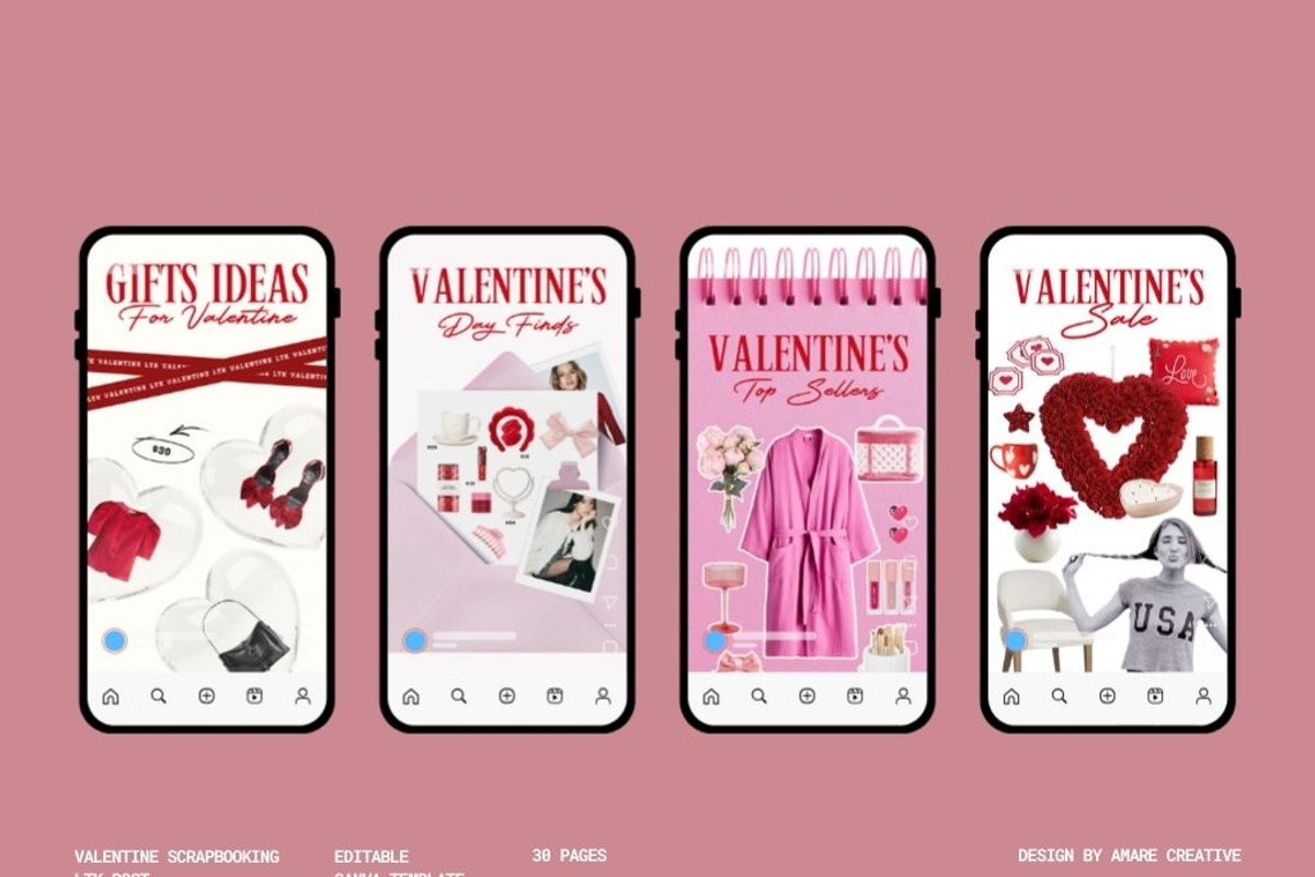 30 Valentine Instagram Story, a Social Media Template by Amaré Creative (Photo 2 of 7)