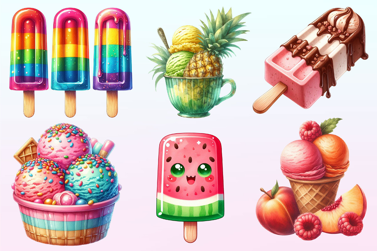 Summer Ice Cream Clipart, a Graphic by CitraGraphics (Photo 3 of 4)