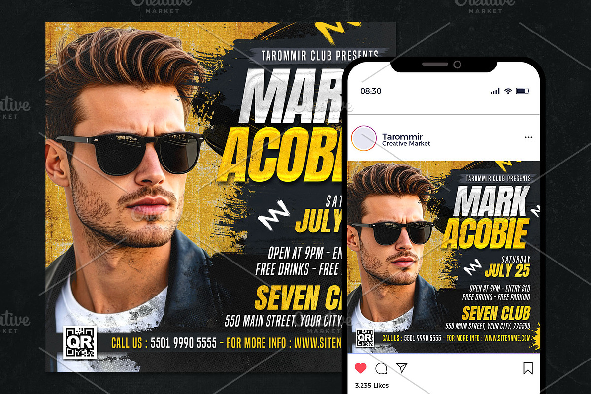2 Guest Dj Party Flyer Template, a Flyer Template by Tarommir (Photo 3 of 5)