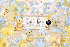 Bee Cute Clipart, an Illustration by BigCakeBee