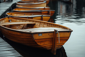 Peaceful harbor with wooden boats, a Photo by Pavel_design