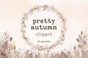 Pretty Autumn Watercolor Clipart Set