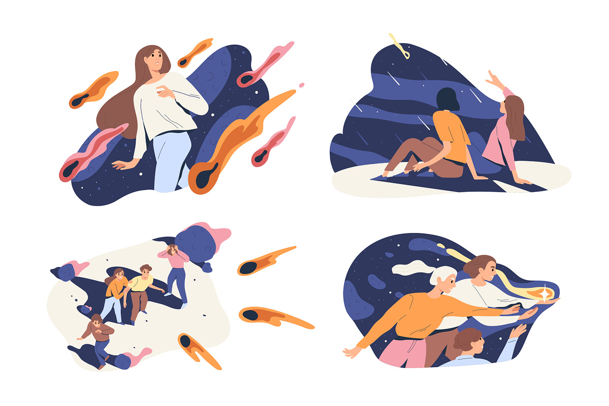 People with meteor shower concept, a Person Illustration by Good Studio (Photo 1 of 6)