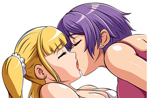 Girl Kissing Girl On White