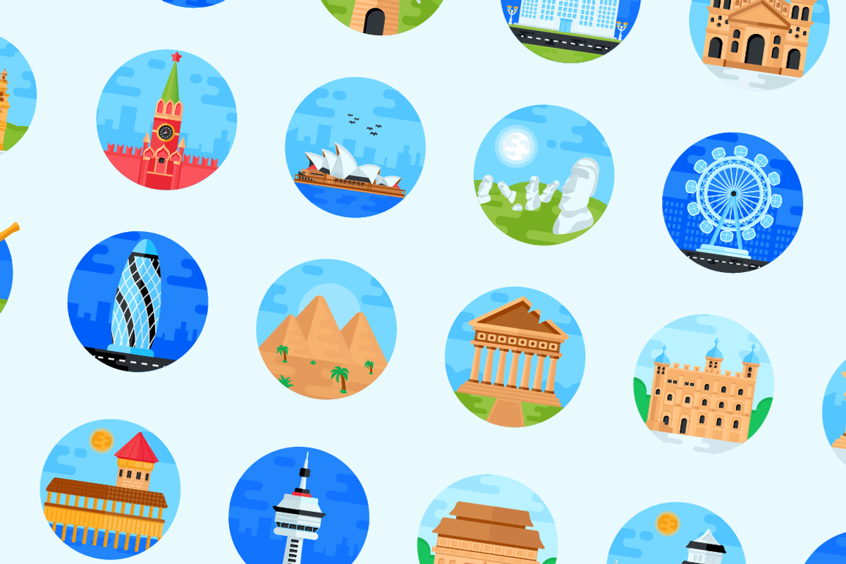 Flat Landmarks Icons, a Duotone Icon by Brickclay (Photo 3 of 8)