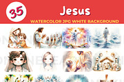 Jesus watercolor JPG white backgroun, an Education Illustration by John_Walker (Thumbnail 2 of 3)