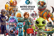 Retro Space Adventure PNG cliparts, a Decorative Illustration by ThatsDesignArt (Thumbnail 1 of 10)