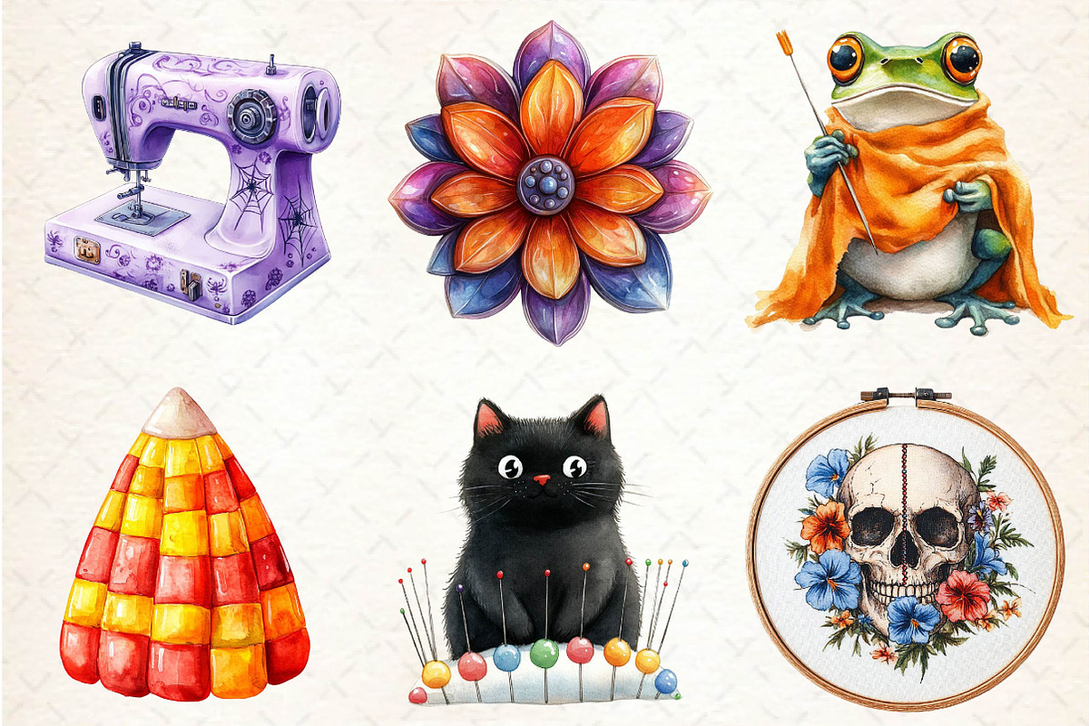 Groovy Halloween Sewing Clipart, an Illustration by Dream Creation (Photo 6 of 7)