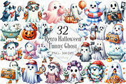 Funny Retro Halloween Ghost Clipart, a Graphic by designcity5 (Thumbnail 1 of 5)