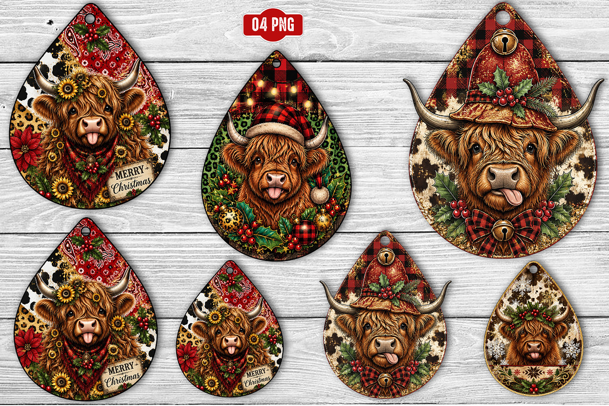 Christmas Cow Tag Earrings Png, a Transportation Illustration by SinaCreation (Photo 1 of 3)