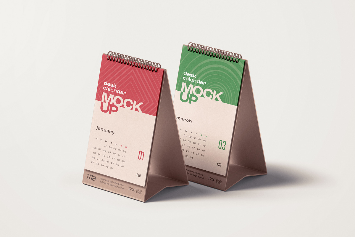 Vertical Desk Calendar Mockup Set, a Print Template by mockupatelier (Photo 8 of 11)