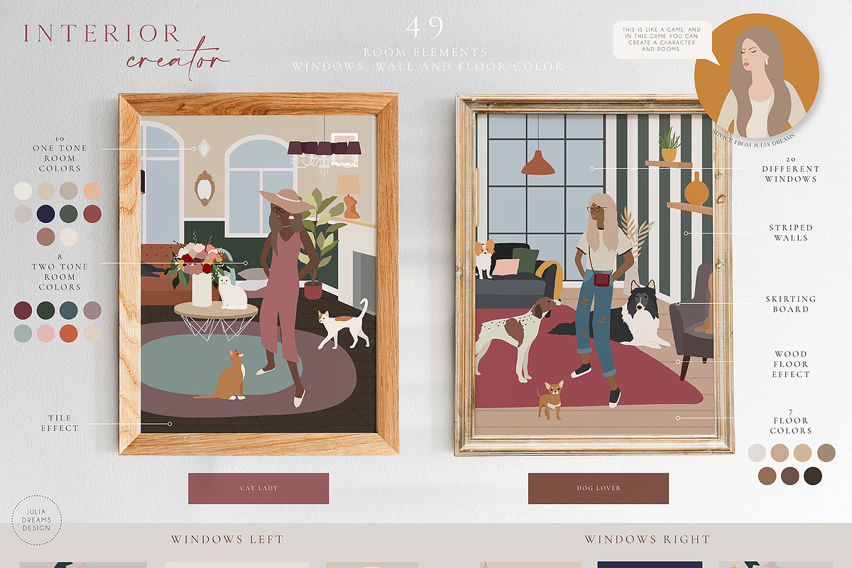 Her Portrait Room Character Creator, an Animal Illustration by Julia Dreams (Photo 16 of 18)