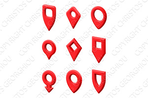 Map Pointer Location Icon Set, an Object Illustration by Christos Georghiou
