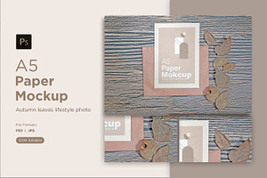 A5 Paper Mockups with autumn themes, a Print Template by shahsoft