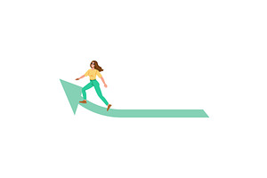 Businesswoman walking upward arrow, a Finance Illustration by pikepicture