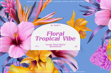 Floral Tropical Vibe, a Wallpaper Graphic by nadispasibenko