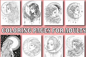 Boho Chic Moon Adult Coloring Pages