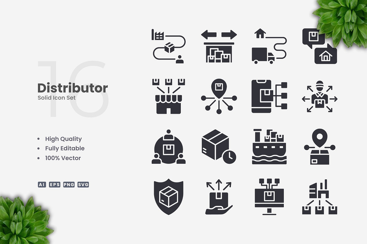 Distributor Solid Icons, an Icon by Upnowgraphic