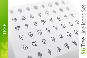Tree Line Icons Set, an Outline Icon by Voysla's Shop