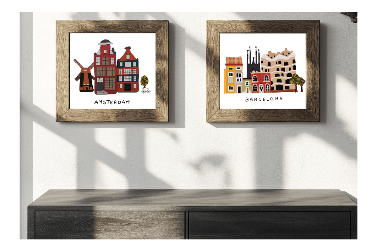 Vintage city buildings, an Object Illustration by Luamor (Photo 8 of 8)