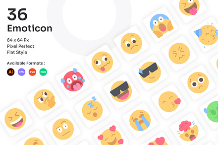 Emoticon Icons Set - Flat, an Emoji Icon by Kmg Design