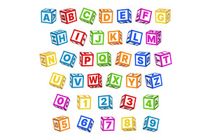 Letter Blocks Font. 3d Children Toys